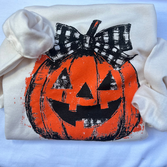 Cute Pumpkin Halloween Shirt I Fall Graphic Tee, Sweatshirt, or Long Sleeve I Coquette Style Jack-O-Lantern Tee