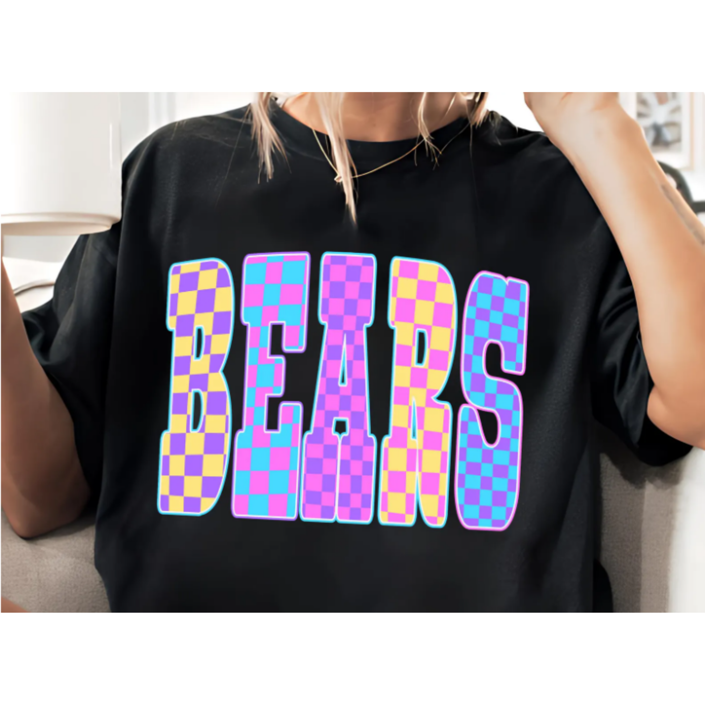 BEARS Comfort Colors® Unisex Tee | Retro Checkered Spirit Wear Shirt