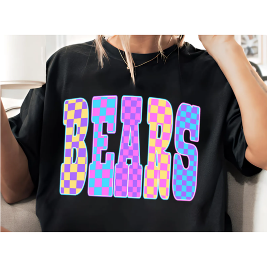 BEARS Comfort Colors® Unisex Tee | Retro Checkered Spirit Wear Shirt