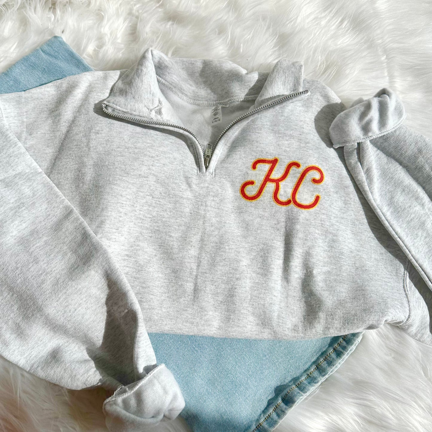 KC Quarter Zip Sweatshirt I Kansas City Football Game Day Pullover