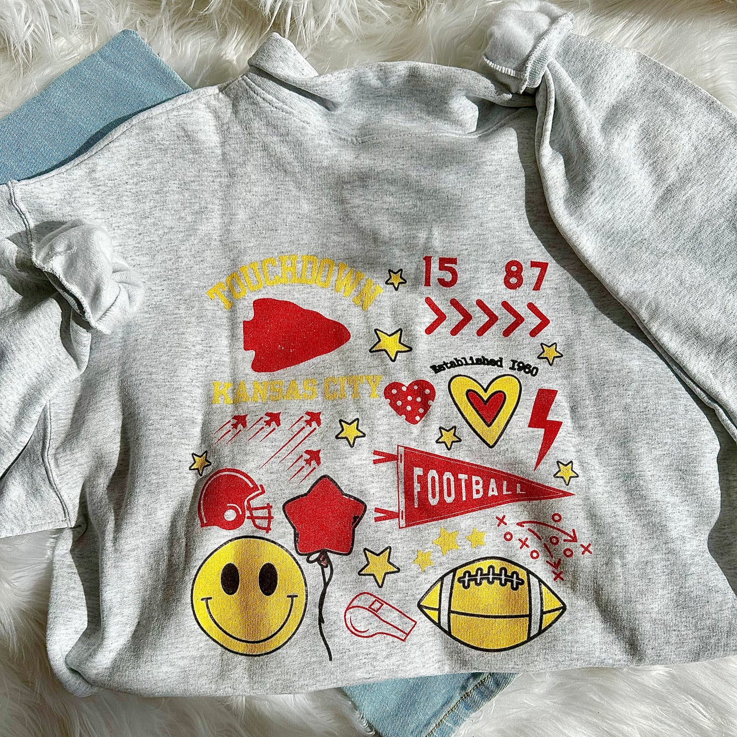 KC Quarter Zip Sweatshirt I Kansas City Football Game Day Pullover