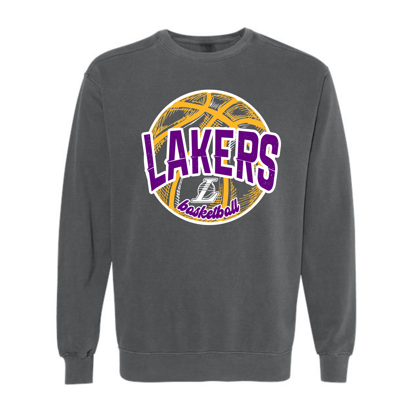 Lakers Basketball Comfort Colors Sweatshirt (colorblast, violet, pepper)
