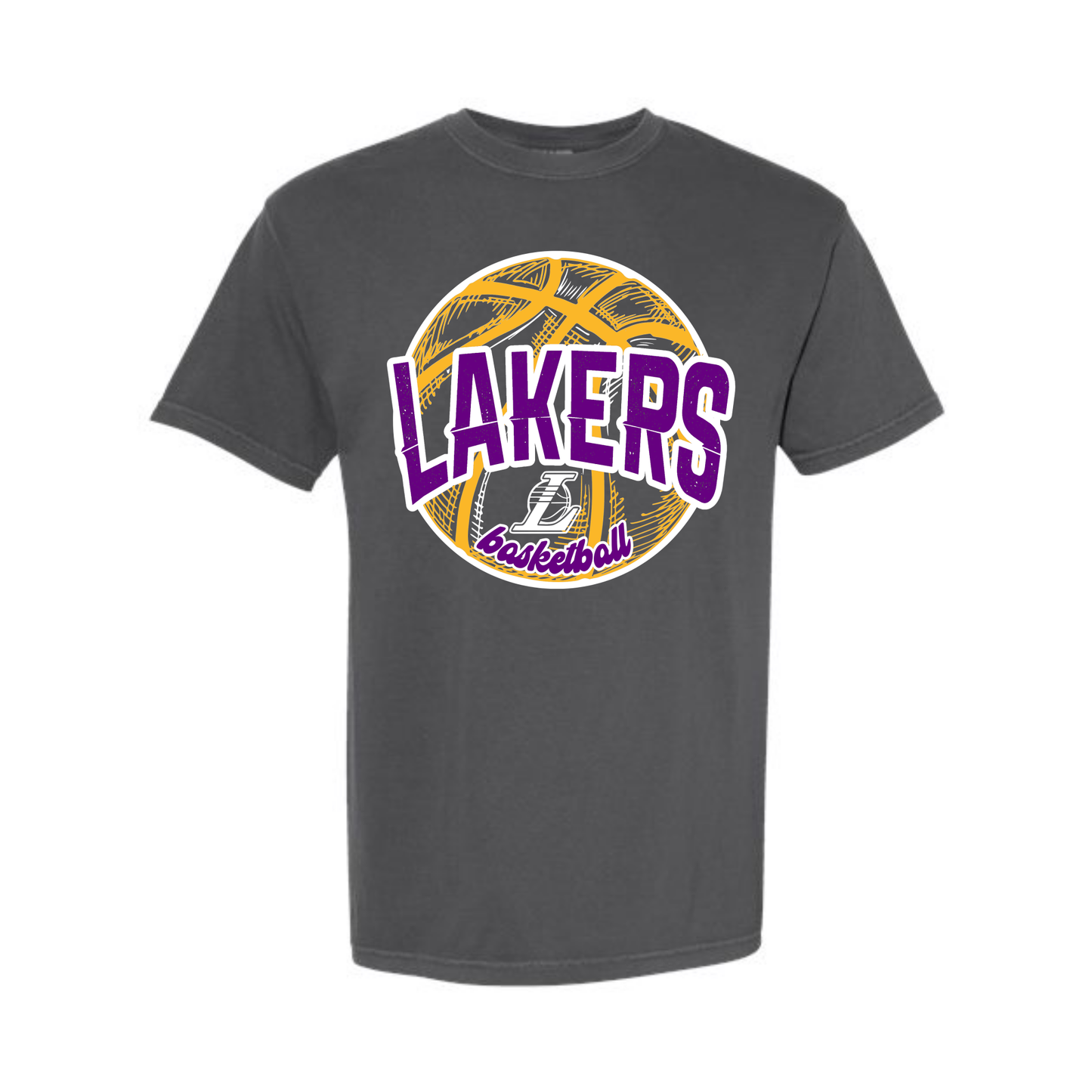 Lakers Basketball Comfort Colors Short Sleeve (Ivory, Violet, Neon Violet and Pepper)