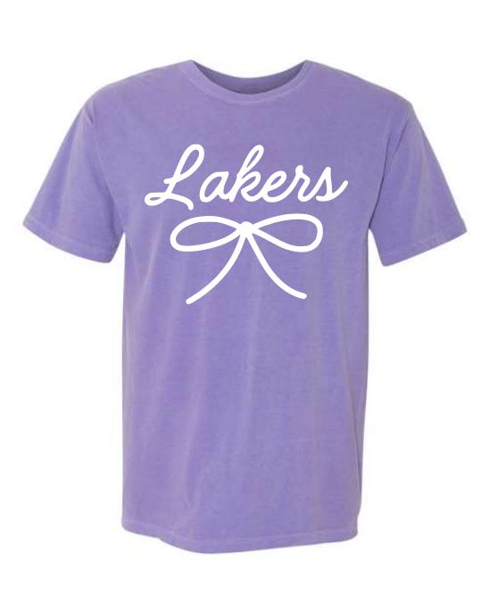 Lakers Comfort Colors Bow Tee and Sweatshirt