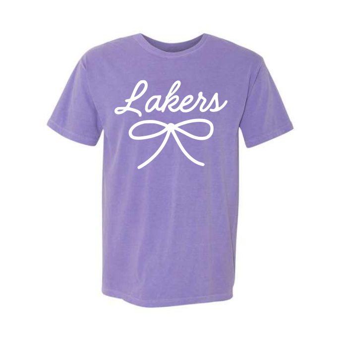 Lakers Comfort Colors Bow Tee and Sweatshirt