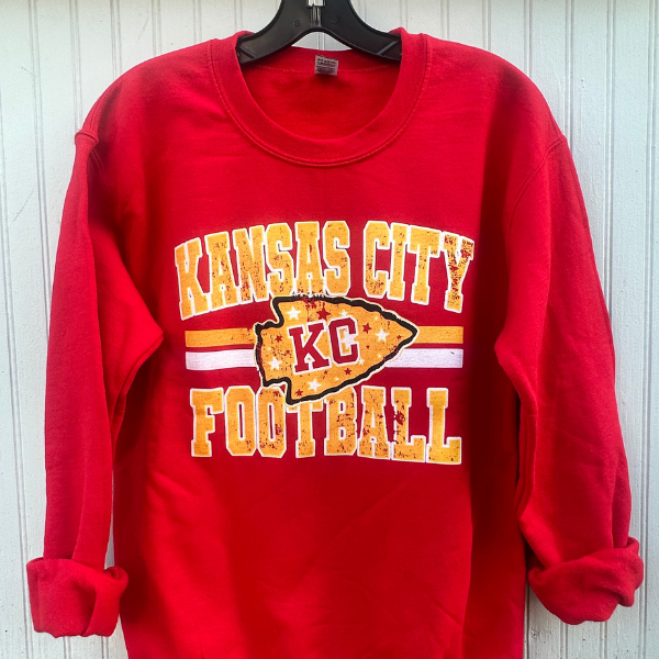 Kansas City Football Shirt | KC Game Day Sweatshirt | Unisex Long Sleeve Tee | Red & Gold Game Day Outfit | Kansas City Fan Apparel