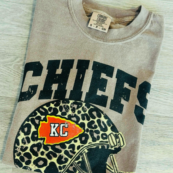 Chiefs Football Leopard Print Shirt I Game Day Graphic Tee