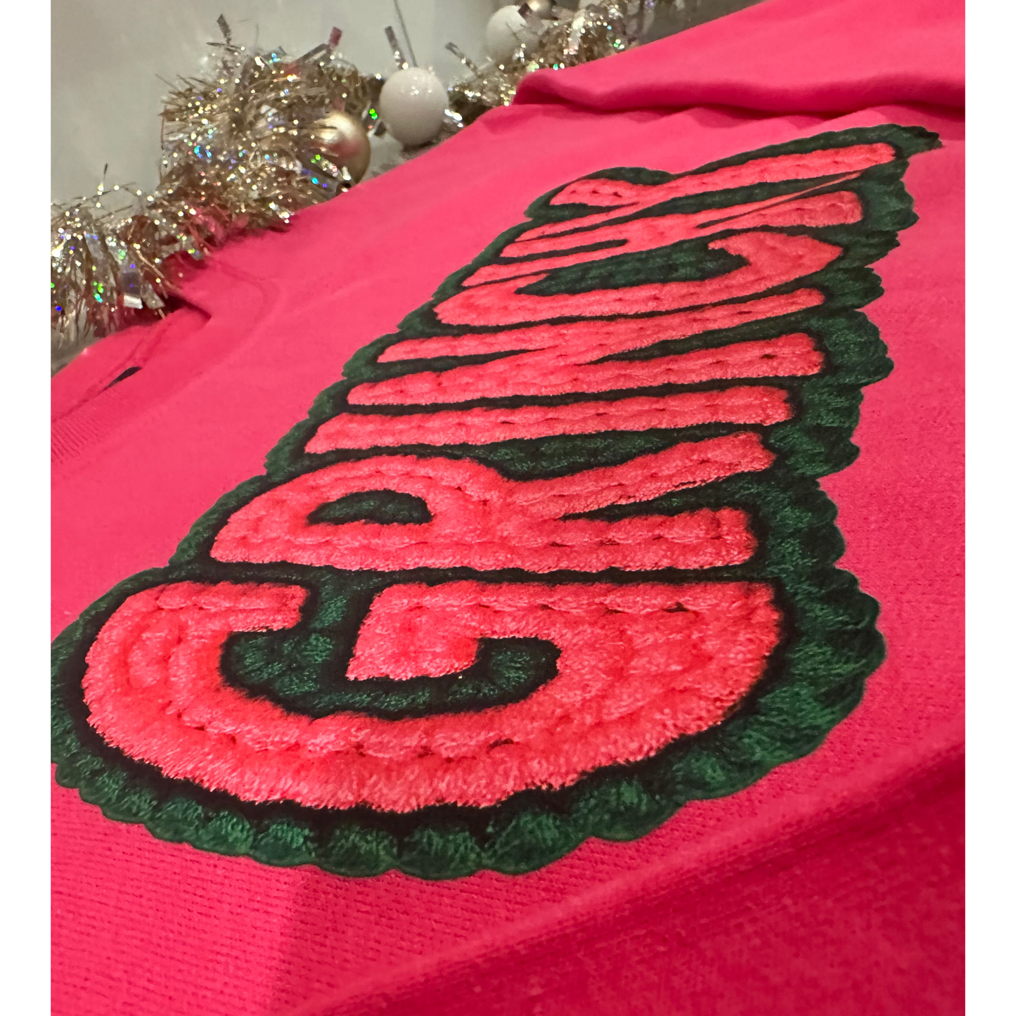 Pink GRINCHY Crochet Design Sweatshirt