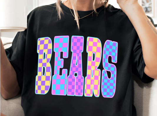 BEARS Comfort Colors® Unisex Tee | Retro Checkered Spirit Wear Shirt