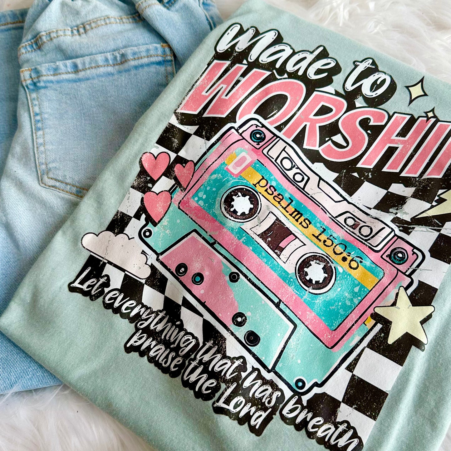 Made to Worship Retro Cassette Christian Graphic Tee - Available in Sweatshirt