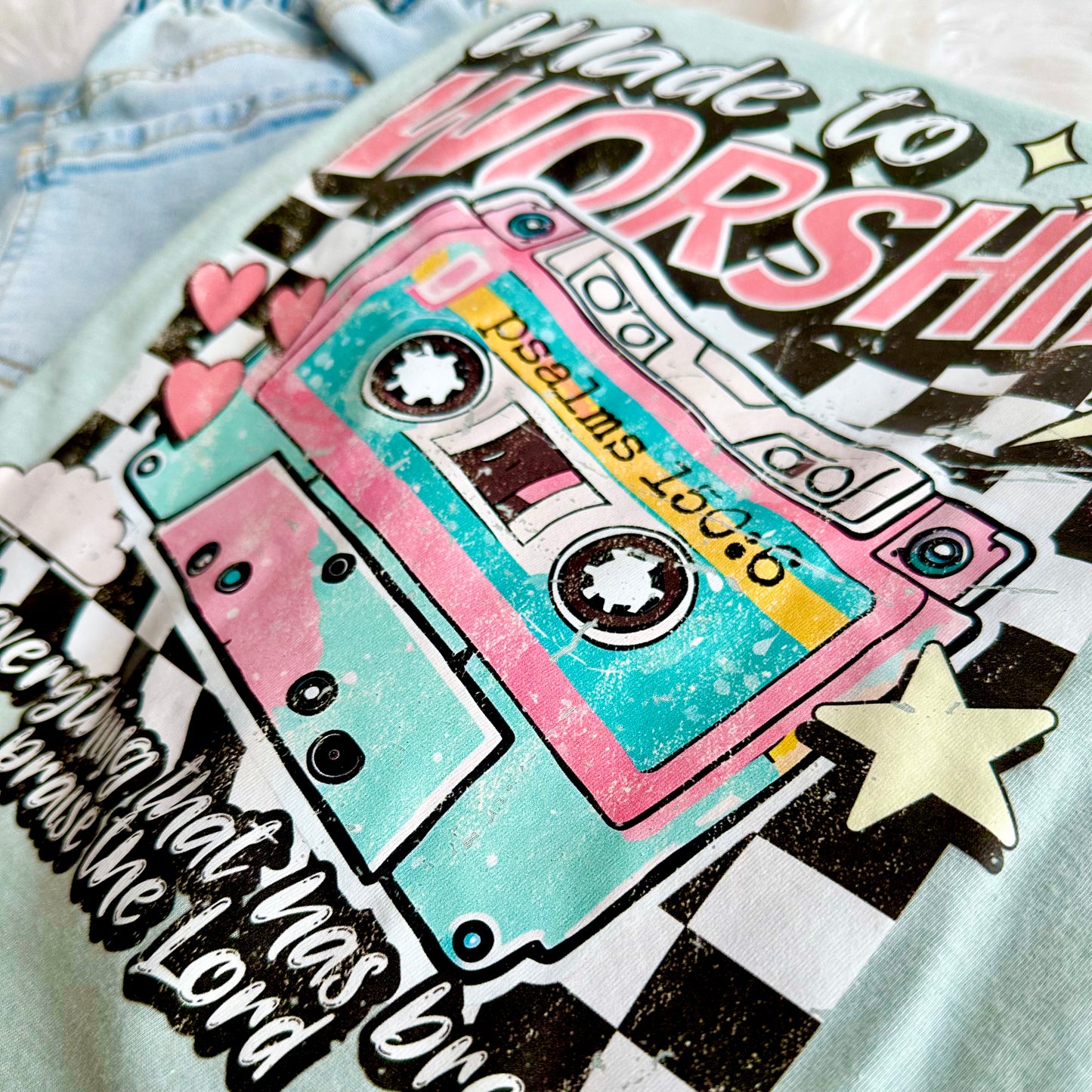 Made to Worship Retro Cassette Christian Graphic Tee - Available in Sweatshirt