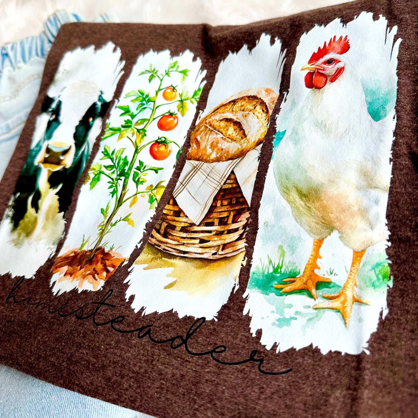 Homesteader Life T-Shirt I Farm Fresh Cow, Garden, Bread, & Chicken Tee